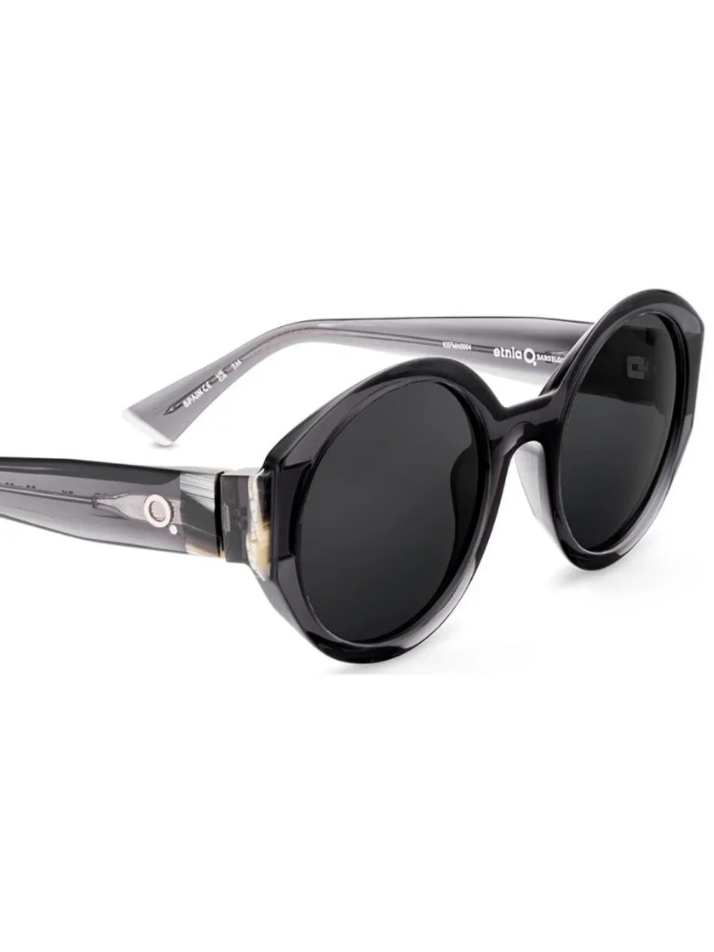 New Etnia Barcelona Women's Sunglasses Black Round Transparent Lens Acetate BK